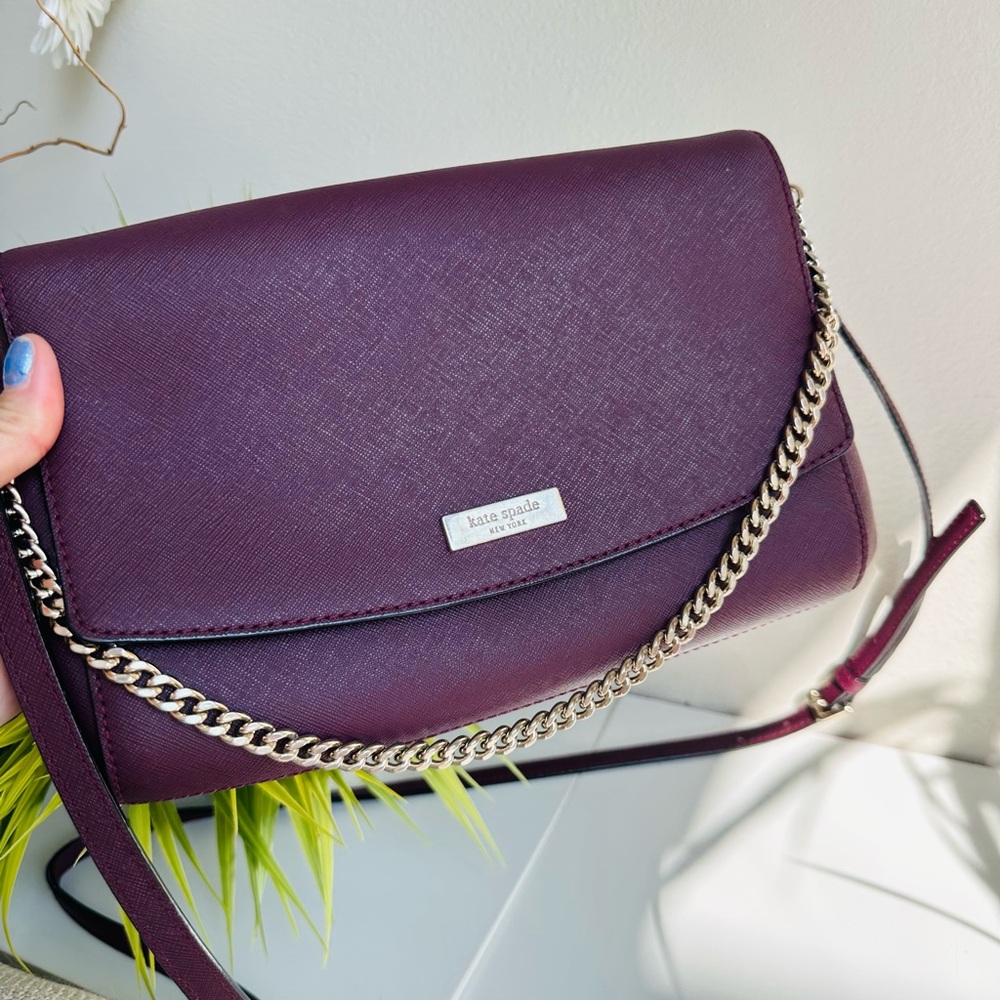 Kate Spade| Burgundy Crossbody Bag with Chain - Picture 7 of 12